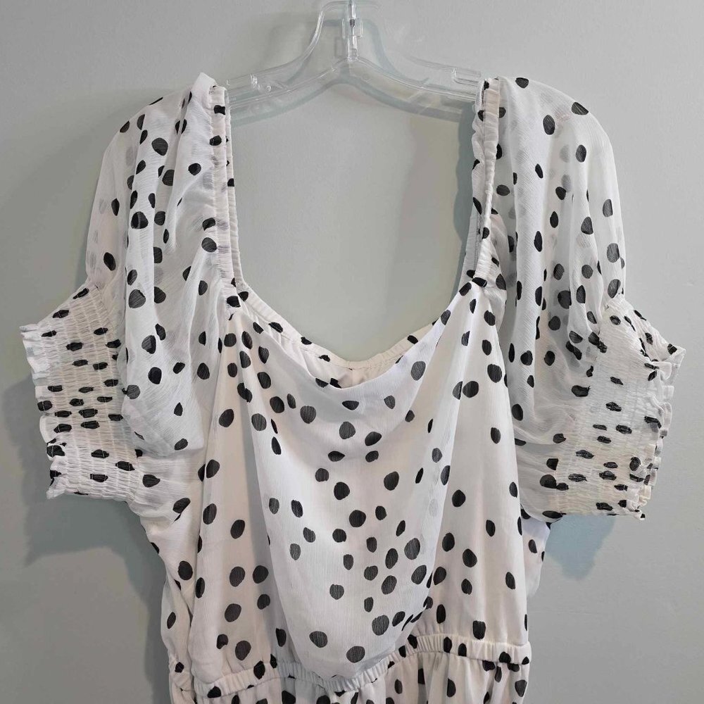 Lane Bryant Smocked Cuff-Sleeve Square-Neck Fit & Flare Dress - Polka Dots NWT - Picture 6 of 11